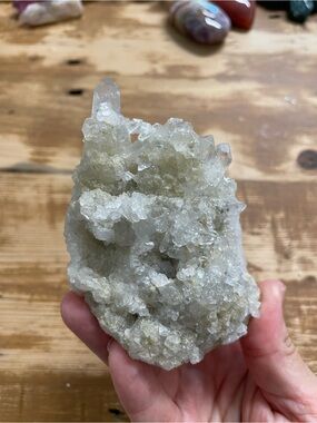 Clear Quartz Cluster Crystal with chlorite from Brazil